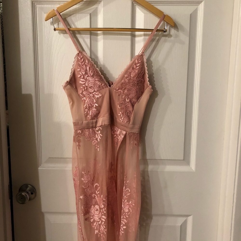 House of CB lace high slit dress